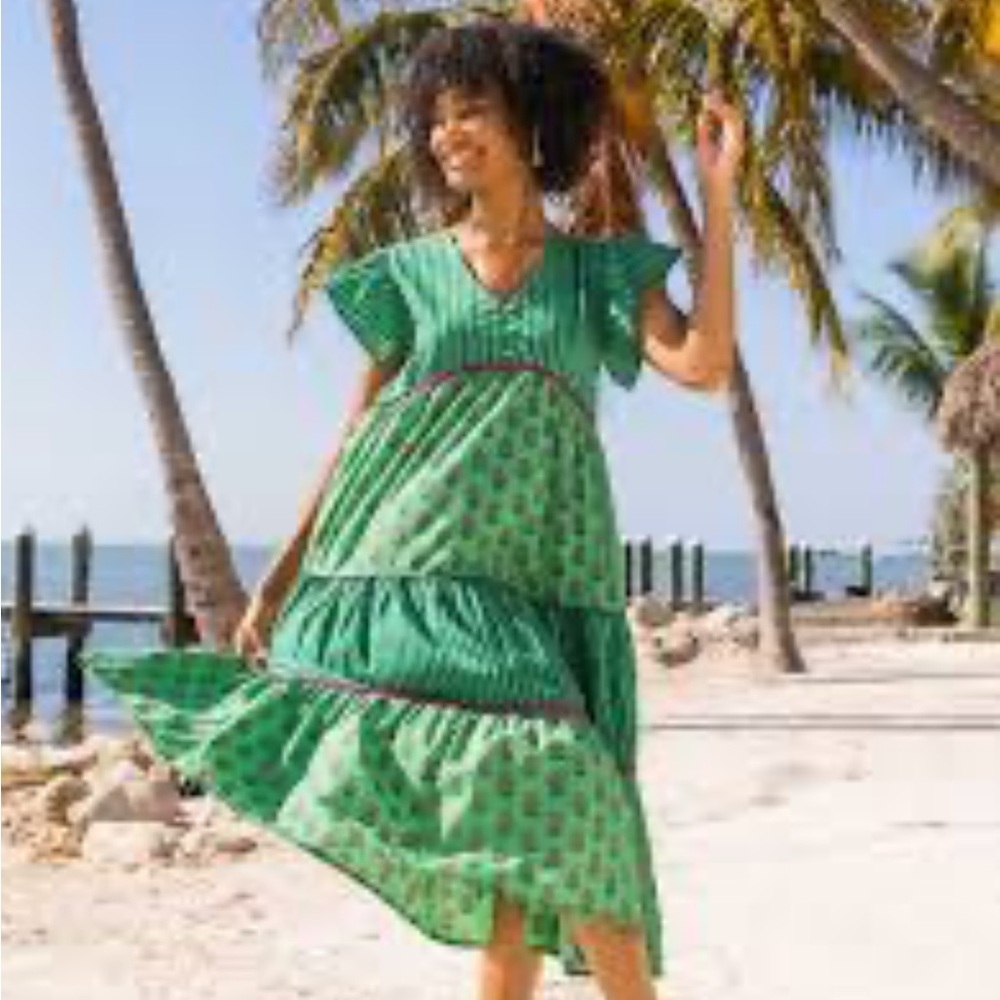 Print Fresh Main Character Green Dress